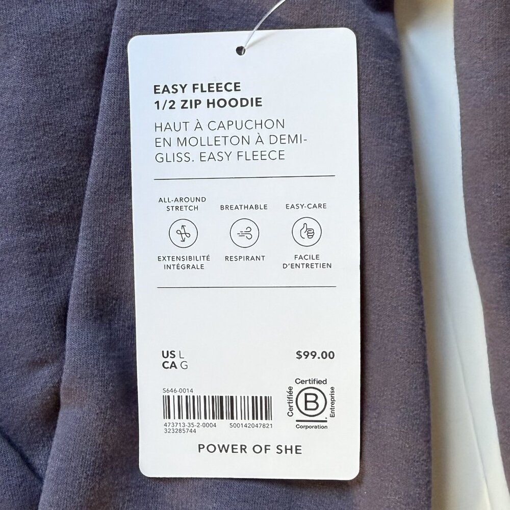 ATHLETA Forever Fleece 1/2 Zip Hoodie Size L NEW NWT Sweatshirt Twilight Purple - Picture 12 of 15